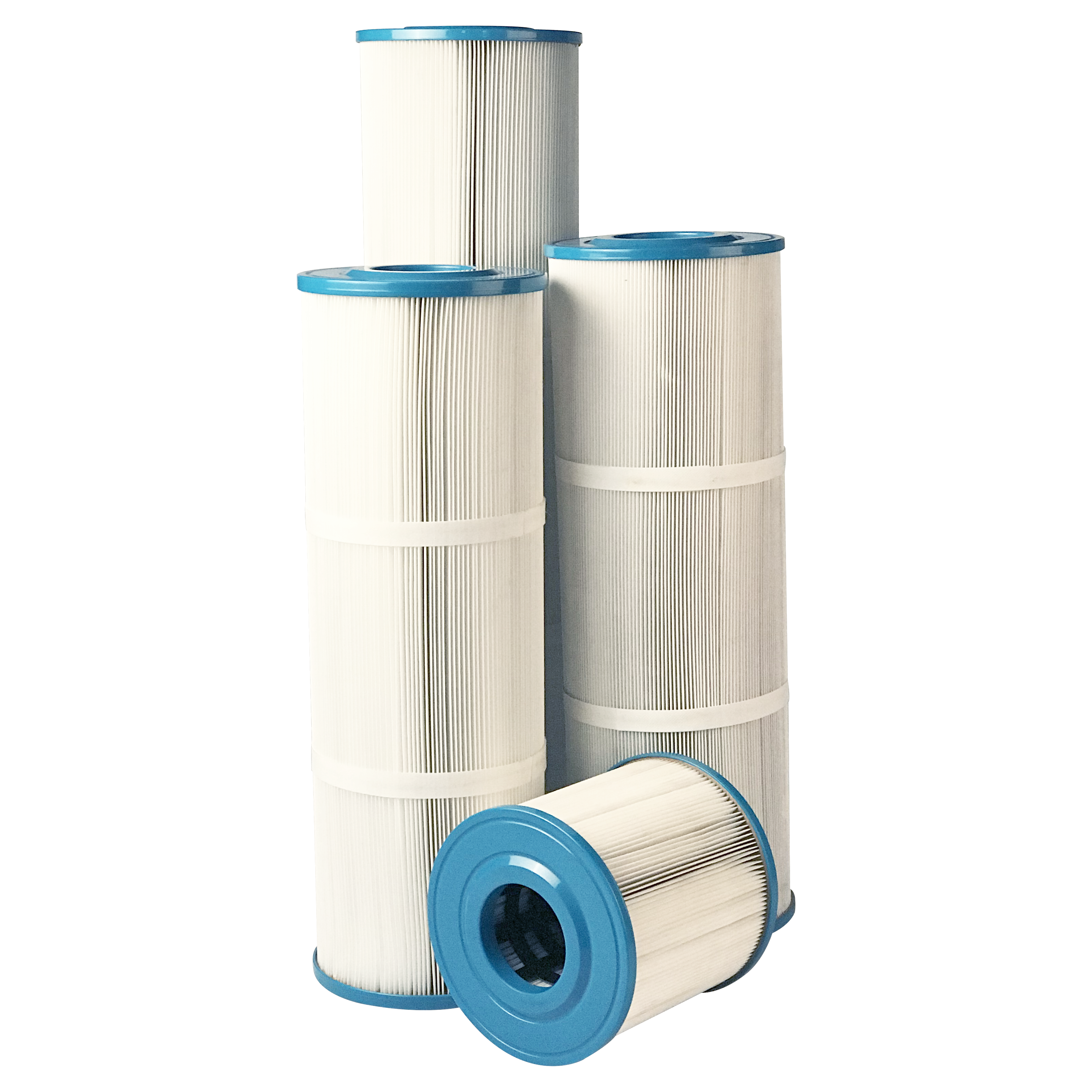 A family of Emaux cartridge filter element of various sizes for CF series cartridge filters.