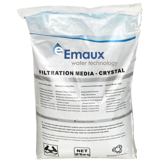 Packaging of Emaux glass media for pool filtration.