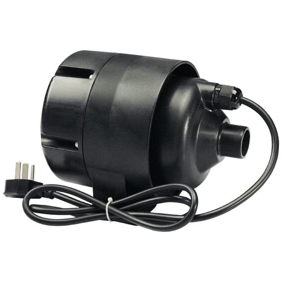 Single black-coloured air blower with plug and cord shown
