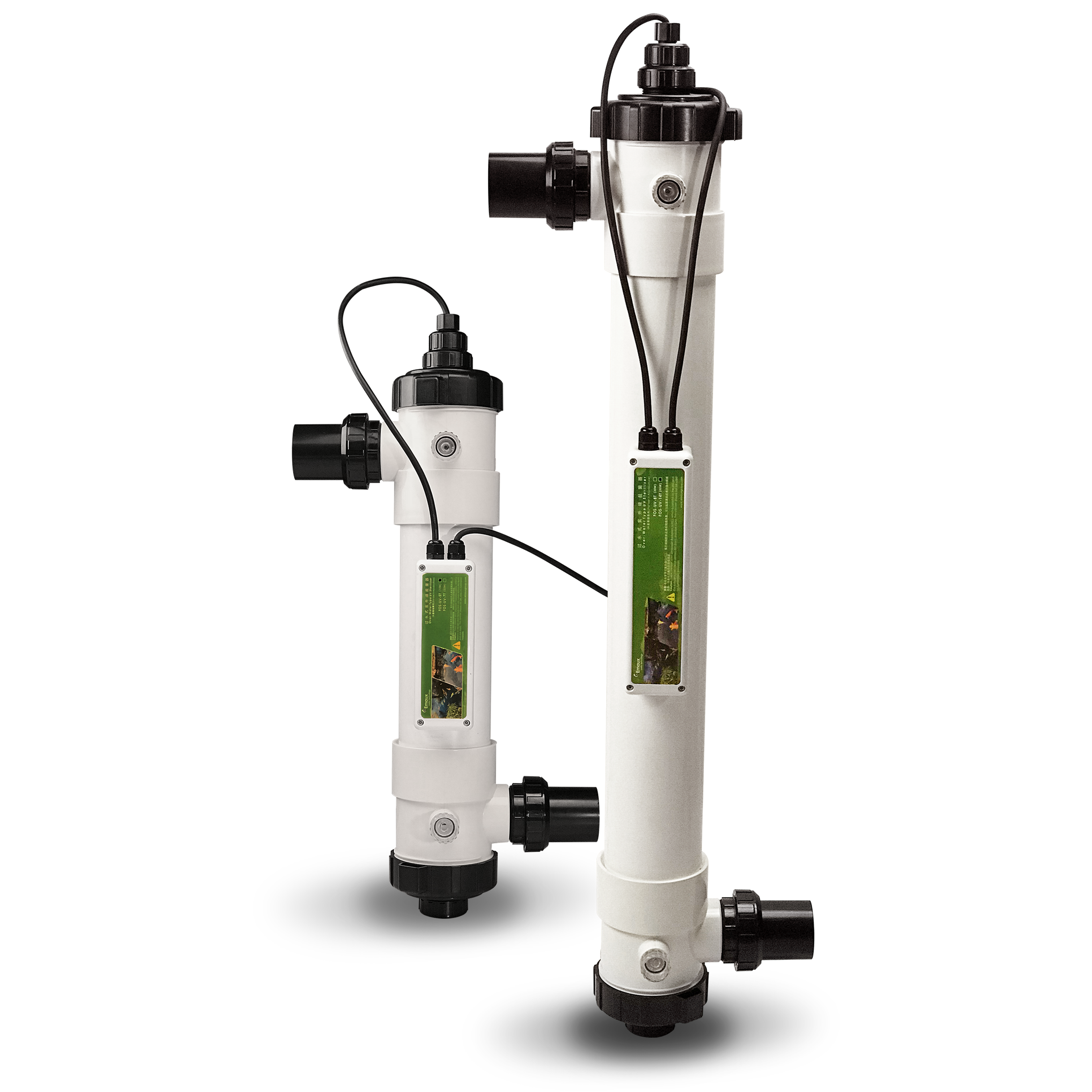 Emaux-FOS-series-UV-disinfection-pair A pair Emaux FOS series UV-C disinfection system for fish ponds and aquaculture