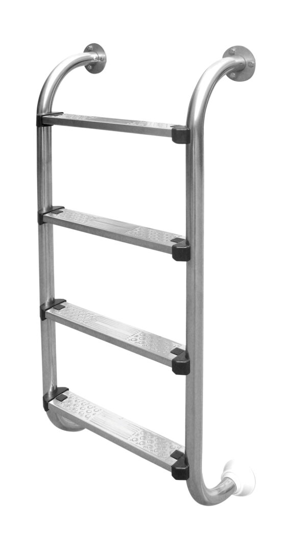 Preview of Emaux's BHK ladder series. Only consists of lower rungs. In stainless steel.