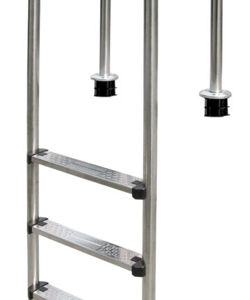Stainless steel ladder with black anchors, 3 steps, with round, upright handles