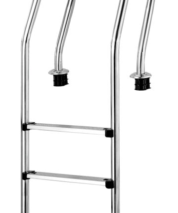 Stainless steel anchor-type ladder with round, slanted handles