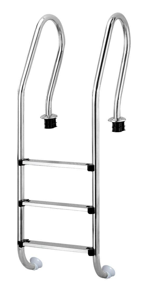 Stainless steel anchor-type ladder with round, slanted handles
