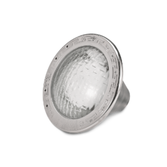 Pentair Amerlite underwater halogen light with stainless steel face ring and housing.