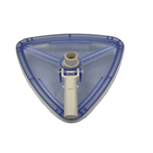 Pentair R201398 Model 196 Clearview vacuum head. It is triangular in shape and in translucent blue colour.