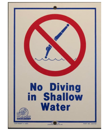 Pentair Rainbow R231200 "No Diving in Shallow Water" Sign in size 18-inch x 12-inch.