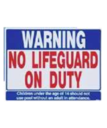 Pentair Rainbow R230500 "Warning No Lifeguard On Duty" sign in size 24-inch x 18-inch.