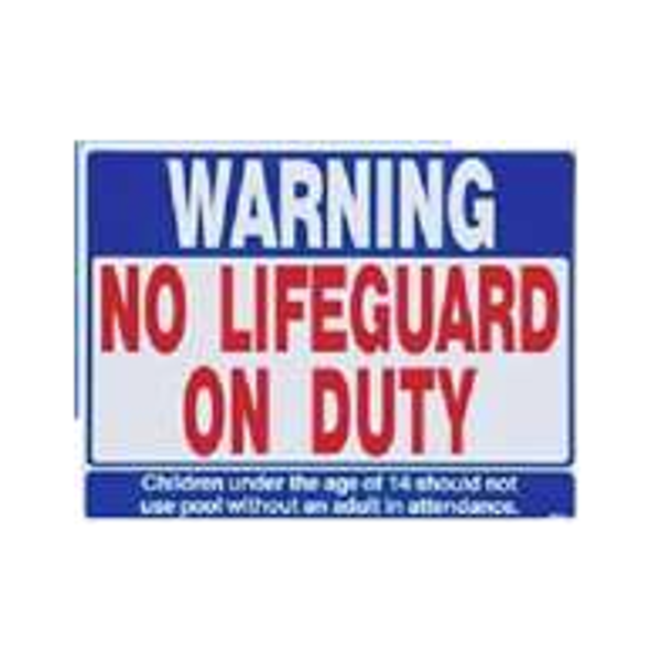Pentair-Rainbow-No-Lifeguard-sign-R230500 Pentair Rainbow R230500 "Warning No Lifeguard On Duty" sign in size 24-inch x 18-inch.