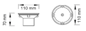 Pool Guard floor inlet is 70mm tall with a face plate of 110mm wide.