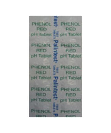 A strip of Pentair Rainbow Phenol Red Tablets