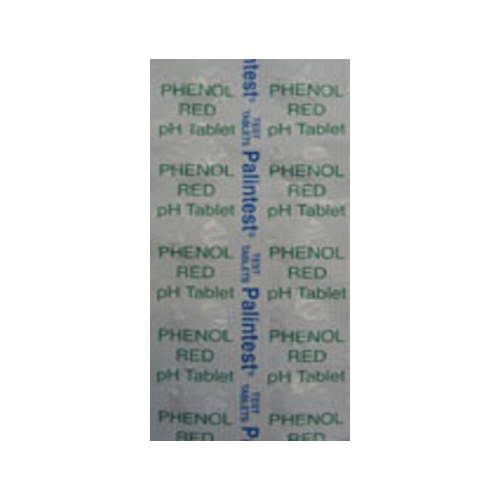 A strip of Pentair Rainbow Phenol Red Tablets
