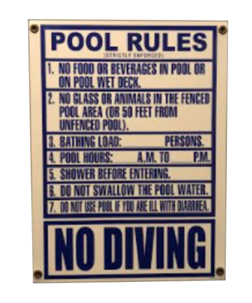 Pentair Rainbow R234000 "Pool Rules" Sign in size 24-inch x 36-inch.
