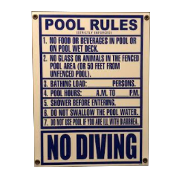 Pentair Rainbow R234000 "Pool Rules" Sign in size 24-inch x 36-inch.