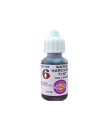 White-capped Pentair Rainbow R161634 0.5 oz Water Hardness Test solution No. 6.