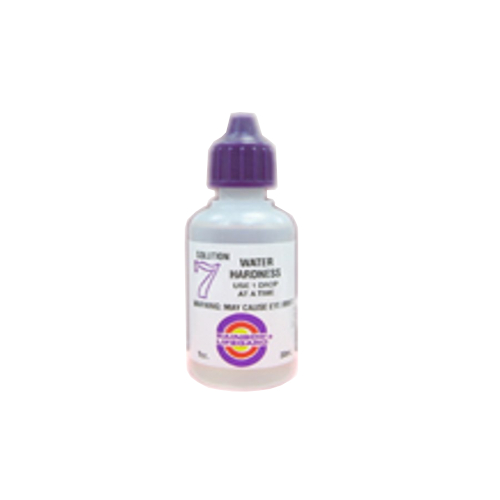 Purple-capped Pentair Rainbow R161644 1 oz Water Hardness solution No. 7.