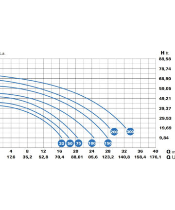 Pump performance chart of Saci Winner pumps.