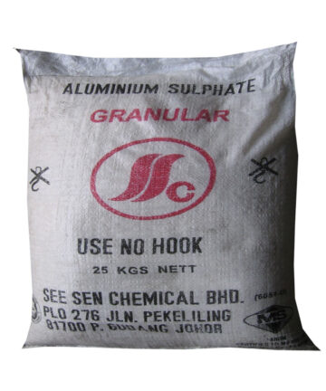 Granular aluminium sulphate in white woven bag, 25kg