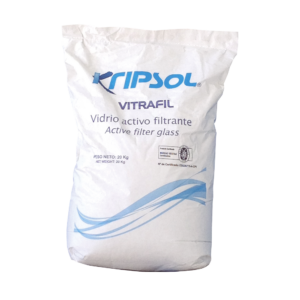 A bag of Kripsol glass filter media