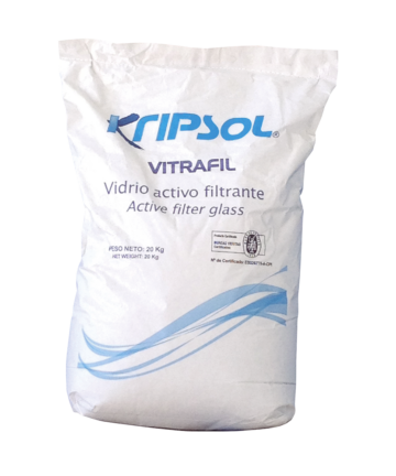 A bag of Kripsol glass filter media