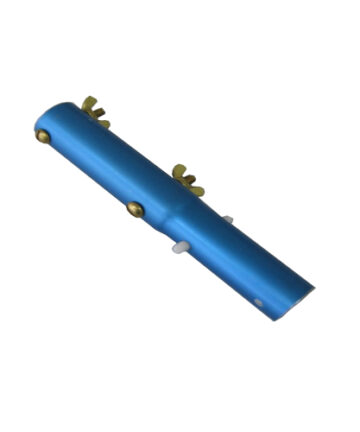 Blue-coloured aluminium-made pole adaptor sleeve with brass bolts and nuts