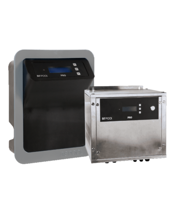 A pair of BSV PRO series salt chlorinator and stainless steel box for PRO250 series and above