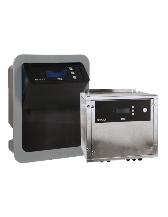 A pair of BSV PRO series salt chlorinator and stainless steel box for PRO250 series and above