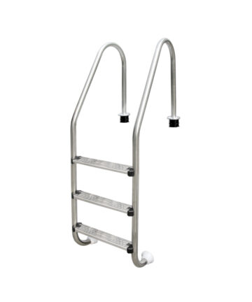 Emaux NSL series stainless steel 3-step ladder with black anchors and sloping handles