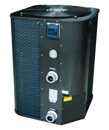 Vertically-standing HP26A Heat Pump with LCD control panel and pressure gauge reading for compressor