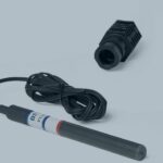 Grey-coloured temperature probe and black-coloured holder