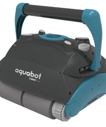 BWT Aquabot Aquarius pool robot in matted grey body with PVA brushes, for small commercial pools.