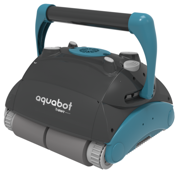 BWT Aquabot Aquarius pool robot in matted grey body with PVA brushes, for small commercial pools.