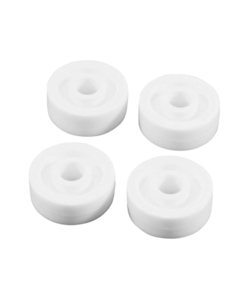 4 pieces of Pentair Rainbow R201426 #174 solid molded wheels in white plastic, each with a 3/8 inch hole.